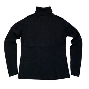 Moda International Black Ribbed Cotton Turtleneck Sweater XL